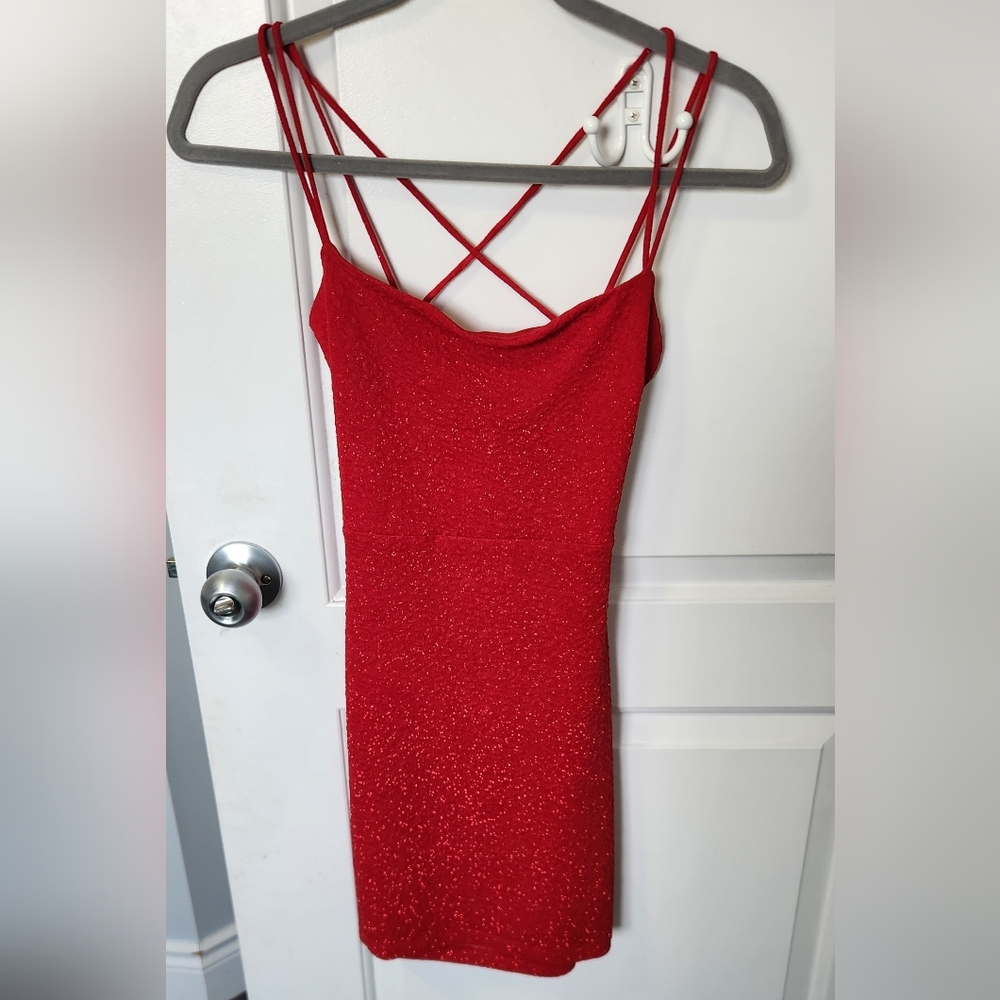 Windsor Red Glitter Mini Dress